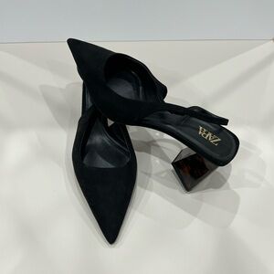 Zara slingback heels with tortoise print heel size 8